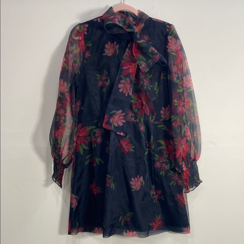 Rachel Parcell Floral Tie Neck Dress 14 - Picture 2 of 10